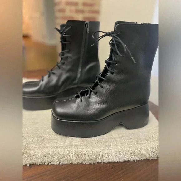 Simon Miller Black Lace Up Hustler Boots Size 38 US 8 Grunge Goth Rock Punk NWOB - Picture 9 of 10
